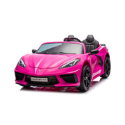 2027 Licensed 24V Chevrolet Corvette C8 Kids Ride On 2 Seater Car, Leather Seat, Rubber Tires
