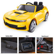 KINGTOYS.ca 12V Chevrolet Camaro 2SS Kids Ride On One Seater Electric Car with Leather Seat, Rubber Tires and RC