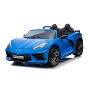 2027 Licensed 24V Chevrolet Corvette C8 Kids Ride On 2 Seater Car, Leather Seat, Rubber Tires