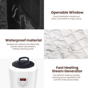KINGTOYS.ca Blisspod Portable Personal Full Body 60 Min Rapid Steam Sauna | Pentagonal | Grey | Powerful 1600 Watts | 3.6L Stronger Steamer | 90X90X190cm