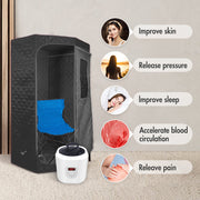 KINGTOYS.ca Blisspod Portable Personal Full Body 60 Min Rapid Steam Sauna | Pentagonal | Grey | Powerful 1600 Watts | 3.6L Stronger Steamer | 90X90X190cm
