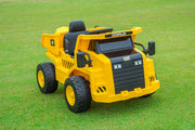 KINGTOYS.ca 2026 CAT Dump Truck 12V Kids Ride-On with Remote Control, Working Shovel & Realistic Construction Sounds With RC