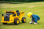 KINGTOYS.ca 2026 CAT Dump Truck 12V Kids Ride-On with Remote Control, Working Shovel & Realistic Construction Sounds With RC