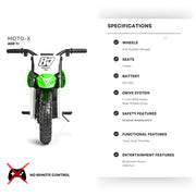 2026 MotoX 24V Electric Dirt Bike Kids Ride On Motorcycle Up to 18 km/h
