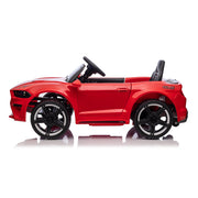 2023 Mustang Style Ride On 12V Battery & Hydraulics | Leather Seat & Rubber Tires Remote Control Red