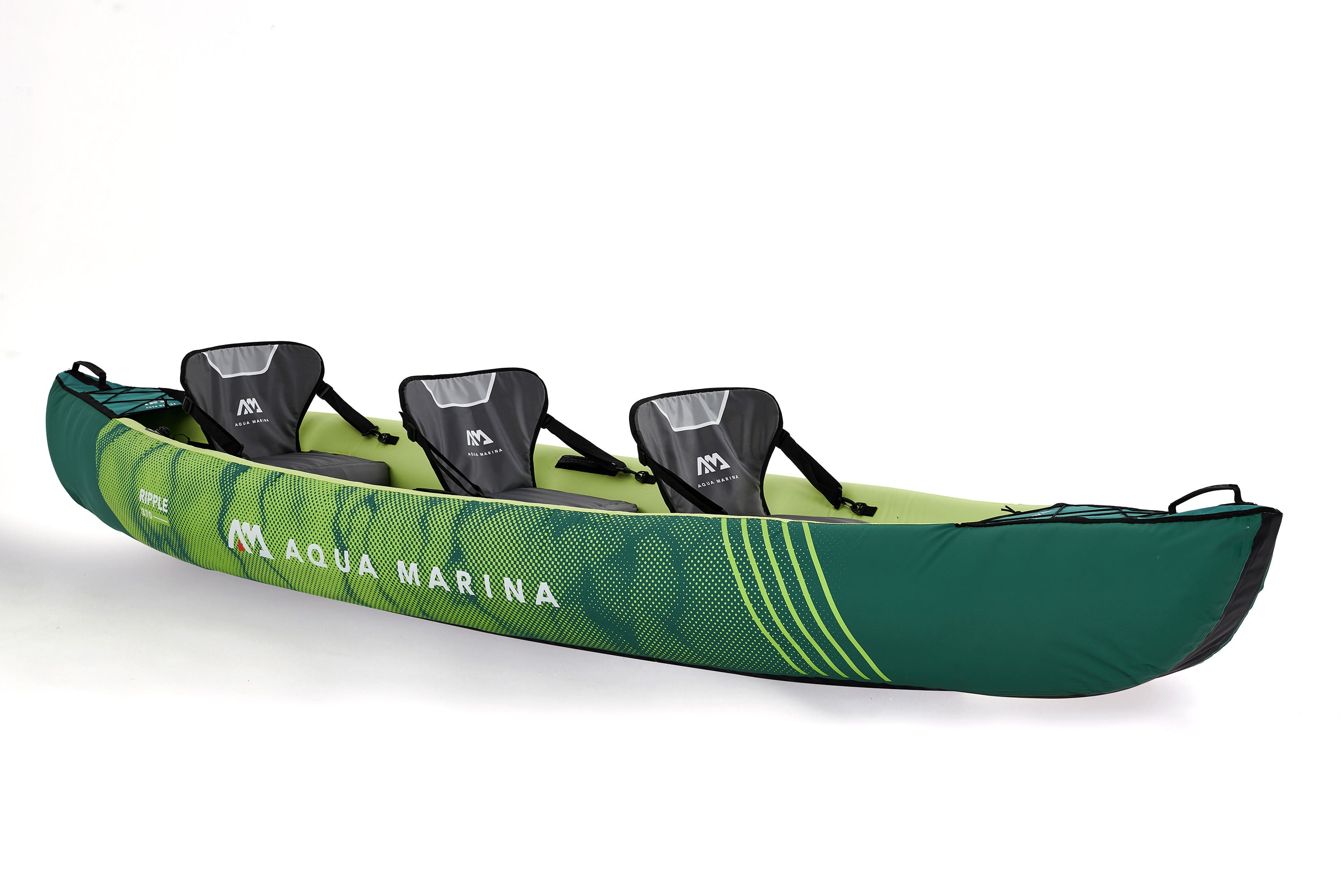 AQUA MARINA Ripple-370 Recreational Canoe 3 Person Inflatable Deck 2 In 1 Canoe & Kayak Convertible Paddle Set X2. Canoe Seat X3