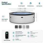 Tahoe 4/6-Person Eco Foam Hot Tub,  Round,  Built-In Integrated Heater