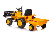 KINGTOYS.ca 2026 12V Excavator Tractor Trailer Kids Ride On One Seater Electric Truck with RC and Wagon