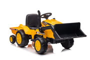 KINGTOYS.ca 2026 12V Excavator Tractor Trailer Kids Ride On One Seater Electric Truck with RC and Wagon