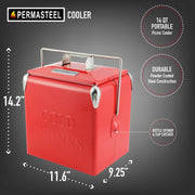 Refroidisseur de patio portable - 14qt - rouge