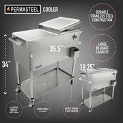 Permasteel Patio Cooler Stainless Steel - 80QT