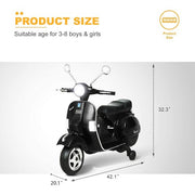 6V Kids Ride On Electric Motorcycle Vespa Battery Powered Motor Bike with Auxiliary Wheels, LED Lights, Music, Loud Horns, Rearview Mirror, For Ages 2-6 - 3 colors