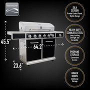 Barbecue Kenmore - 6 Burner Heavy Duty Gas Grill with Infrared Rear Burner Plus Side Burner Grill BBQ