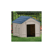 Suncast Large Dog House - Light Taupe w/Blue Roof