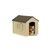 Maison de chien moyenne - bronzage avec toit vert