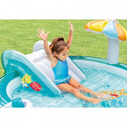 Kids Outdoor Inflatable Gator Kiddie Pool with Slide
