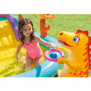 Kids Outdoor Dinoland Inflatable Kiddie Pool Center with Slide