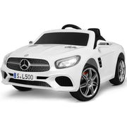 2023 12V Mercedes-Benz SL500 Kids Ride On Car with Remote Control, Music, Horn, Spring Suspension, Safety Lock (White)