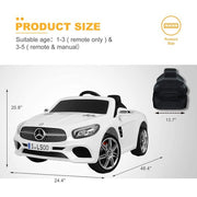 2024 12V Mercedes-Benz SL500 Kids Ride On Car with Remote Control, Music, Horn, Spring Suspension, Safety Lock (White)