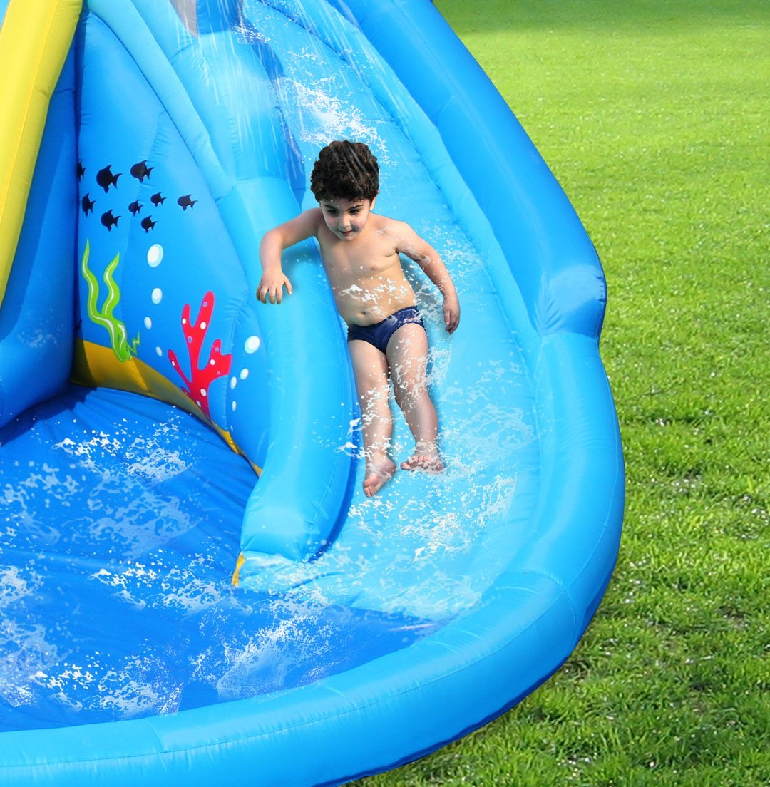 Kids Inflatable Water Slide Shark Happy Hop The Shark Pool –