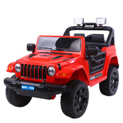 Style 12V Jeep Wrangler avec télécommande parentale, moteurs doubles, système et plus encore! (Rouge)