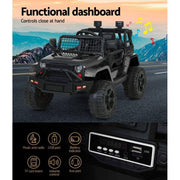Les enfants de style 12v Jeep Wrangler roulent avec une télécommande parentale, un système audio et plus encore! Le noir